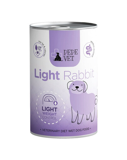 PAKA ZWIERZAKA PEPE Vet Light Rabbit 400 g mokra karma dla psów wspierająca redukcję nadwagi