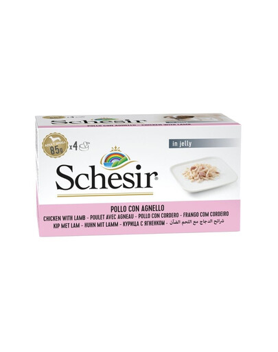 SCHESIR Kurczak z jagnięciną w galarecie 4x85 g karma mokra dla psów
