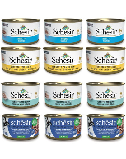 SCHESIR Zestaw rybna uczta w galaretce 12x85g (4 smaki)