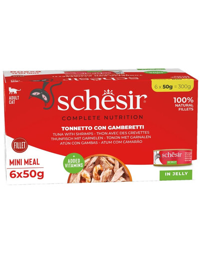 SCHESIR Tuńczyk z krewetkami w galarecie 6x50 g karma mokra dla kotów