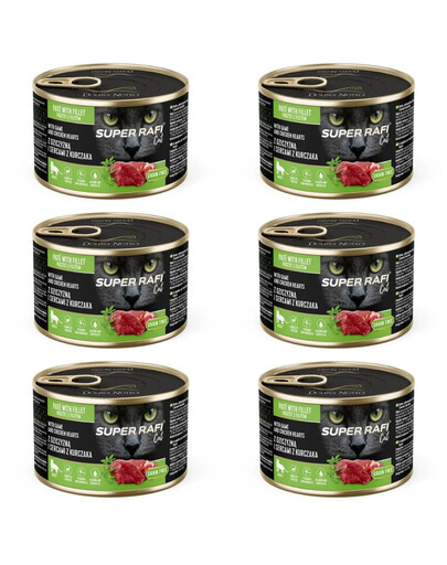 SUPER RAFI Cat z dziczyzną i sercami z kurczaka 6x185g mokra karma dla kota