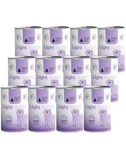 PAKA ZWIERZAKA PEPE Vet Light Rabbit 12x400 g mokra karma dla psów wspierająca redukcję nadwagi