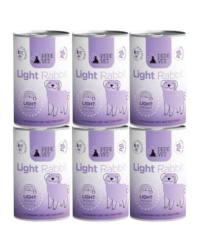 PAKA ZWIERZAKA PEPE Vet Light Rabbit 6x400 g mokra karma dla psów wspierająca redukcję nadwagi