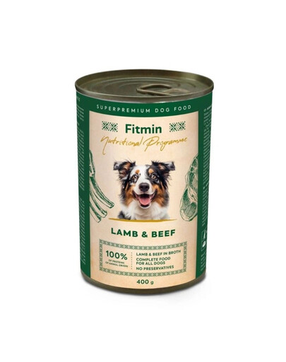 FITMIN Monoprotein Lamb and Beef 400 g z wołowiną i jagnięciną, mokra karma dla psów