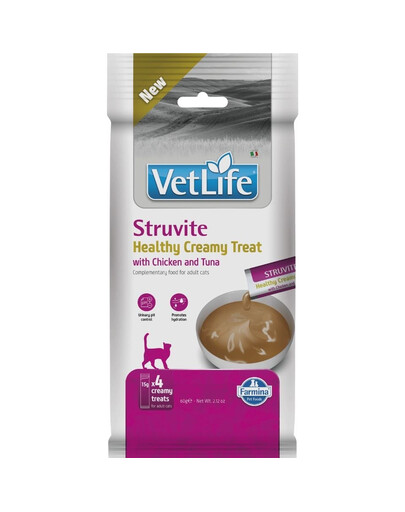 FARMINA Vet Life Cat Struvite Creamy 60 g z kurczakiem i tuńczykiem, kremowy przysmak dla kotów wspierający układ moczowy