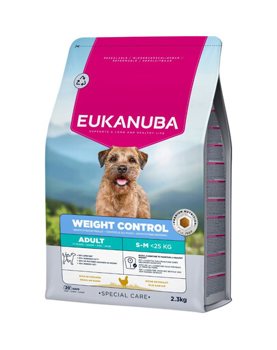 EUKANUBA Special Care Small & Medium Breed Adult Dogs Weight Control 2,3 kg sucha karma wspomagająca kontrolowanie wagi dla psów ras małych i średnich
