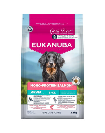 EUKANUBA Special Care Mono-Protein Salmon 2,3 kg sucha karma dla dorosłych psów, bogata w świeżo mrożonego łososia