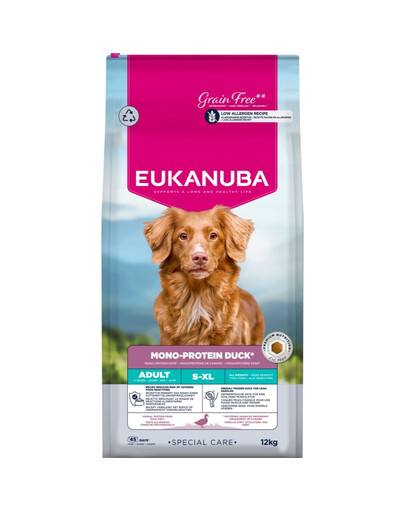 EUKANUBA Special Care Adult Mono-Protein Duck 12 kg sucha karma dla dorosłych psów, bogata w świeżo mrożoną kaczkę