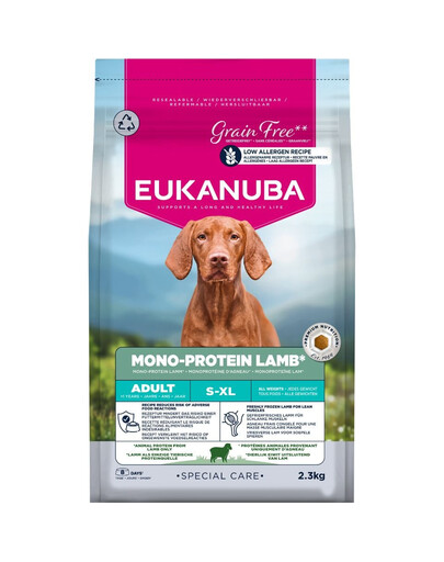 EUKANUBA Special Care Adult Mono-Protein Lamb 2,3 kg sucha karma dla dorosłych psów, bogata w świeżo mrożoną jagnięcinę