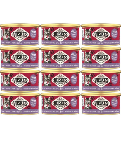 VOSKES Jelly Tuna with Seabass 12x85 g 100% tuńczyk z okoniem morskim w galaretce, karma uzupełniająca dla kota