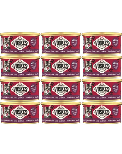 VOSKES Jelly Tuna with Squid 12x85 g 100% tuńczyk z kalmarem w galaretce, karma uzupełniająca dla kota