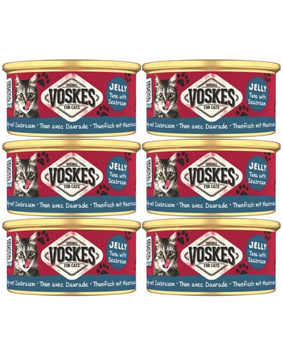 VOSKES Jelly Tuna with Seabream 6x85 g 100% tuńczyk z doradą w galaretce, karma uzupełniająca dla kota