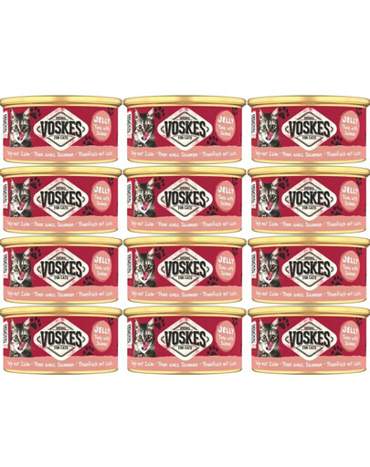 VOSKES Jelly Tuna with Salmon 12x85 g 100% tuńczyk z łososiem w galaretce, karma uzupełniająca dla kota