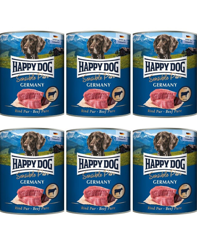 HAPPY DOG Sensible Pure Germany Wołowina 6x800 g karma mokra dla psów
