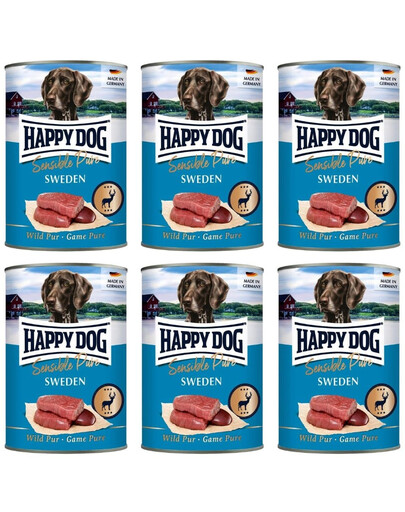HAPPY DOG Sensible Pure Sweden Dziczyzna 6x400 g karma mokra dla psów