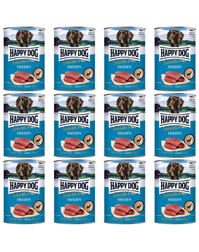 HAPPY DOG Sensible Pure Sweden Dziczyzna 12x400 g karma mokra dla psów