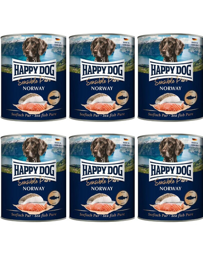 HAPPY DOG Sensible Norway Ryba 6x800 g karma mokra dla psów