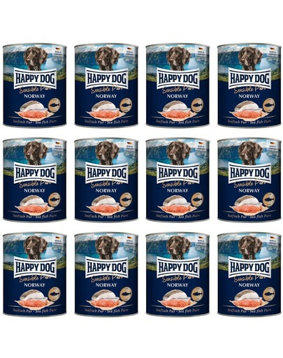 HAPPY DOG Sensible Norway Ryba 12x800 g karma mokra dla psów
