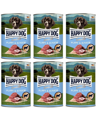 HAPPY DOG Sensible Puppy Junior Jagnięcina i ryż 6x400 g mokra karma dla szczeniąt i młodych psów