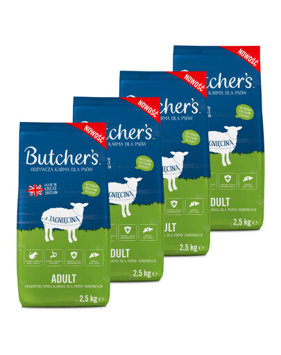BUTCHER'S Original, sucha karma dla psa, jagnięcina 4 x 2,5kg