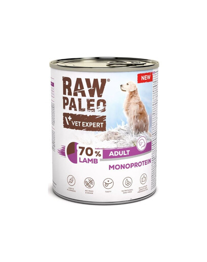 RAW PALEO Monoprotein Lamb Adult 12x800g jagnięcina, mokra karma dla psów