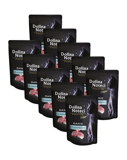 DOLINA NOTECI Premium Senior danie z jagnięciny 10x85 g mokra karma dla starszych kotów