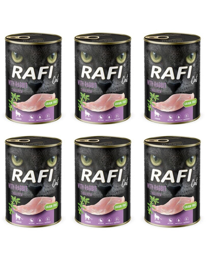 RAFI Cat Adult z królikiem 6x400 g mokra karma dla kotów sterylizowanych