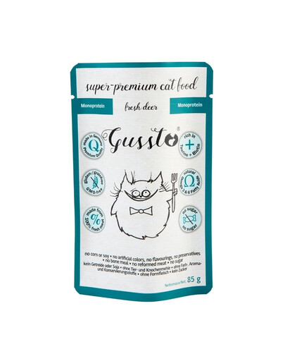 GUSSTO Fresh Deer 85 g świeży jeleń, monoproteinowa mokra karma dla kotów