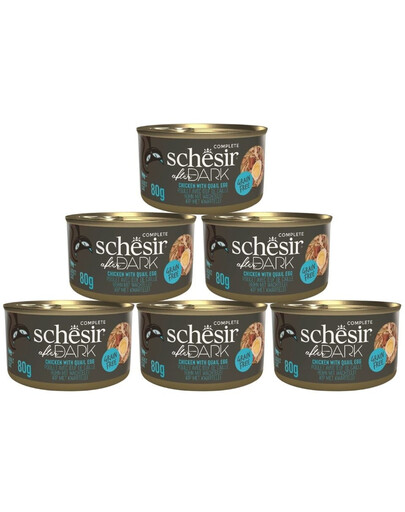 SCHESIR After Dark Kurczak w bulionie z jajkami przepiórczymi 6x80 g karma mokra dla kotów