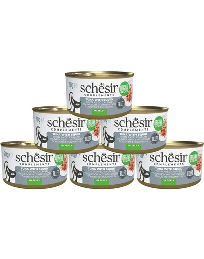 SCHESIR Complements Tuńczyk z kalmarami w galarecie 6x70 g karma mokra uzupełniająca dla kotów