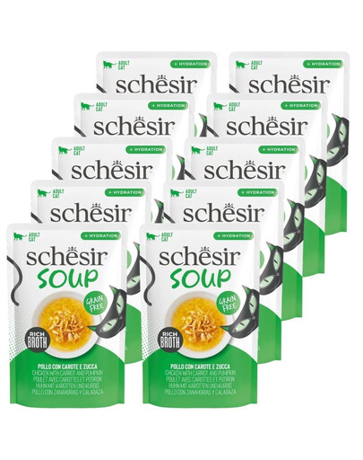 SCHESIR Soup Kurczak z dynią 10x40 g uzupełniająca zupa dla kotów