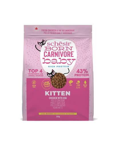 SCHESIR Born Carnivore Kurczak z jajkiem 255 g karma sucha dla kociąt