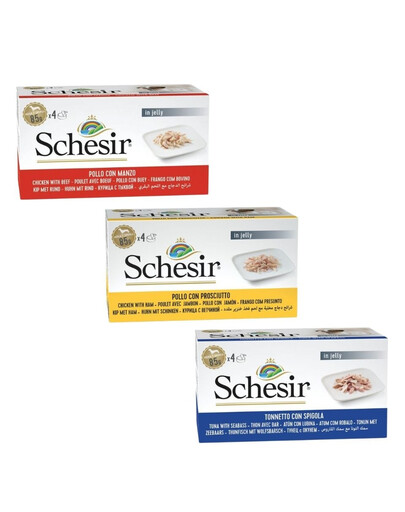 SCHESIR Mix smaków w galarecie 12x85 g karma mokra dla psów