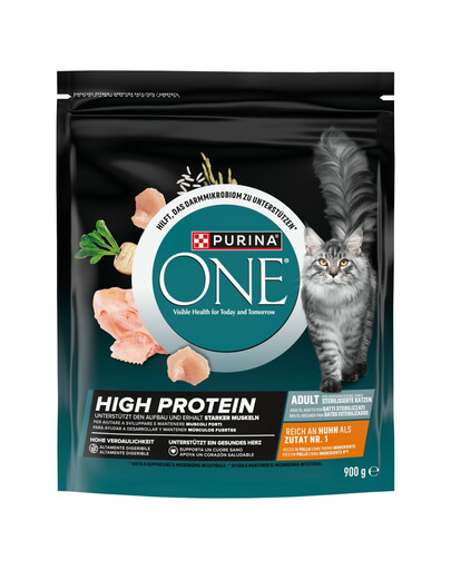 PURINA ONE High Protein Chicken 900 g bogata w kurczaka, sucha karma dla kotów