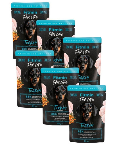 FITMIN For Life Dog Adult Turkey 6x85 g indyk z rokitnikiem w sosie