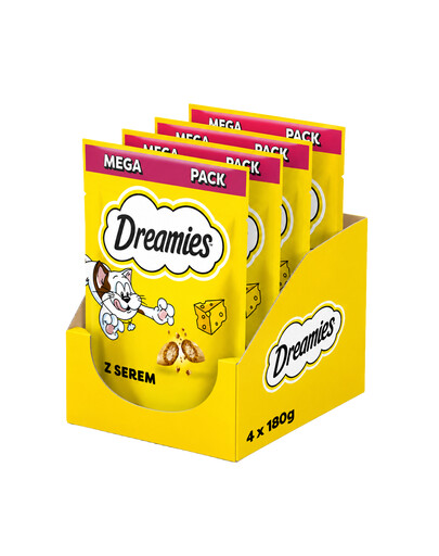 DREAMIES Mega Pack Chrupiące przysmaki dla kota o smaku sera 4x180 g
