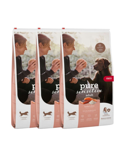 MERA Dog Pure Sensitive Adult Salmon Rice 3x4 kg łosoś i ryż, sucha karma dla wrażliwych psów