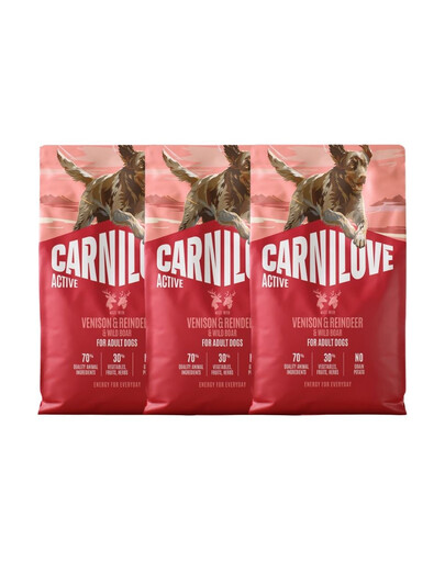 CARNILOVE Active Dog Venision and Reindeer Adult 3x4 kg dziczyzna, renifer i dzik, dla dorosłych psów