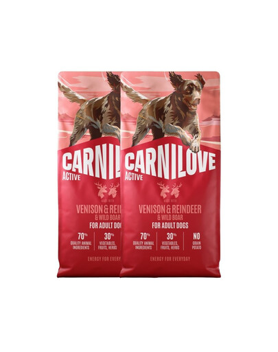 CARNILOVE Active Dog Venision and Reindeer Adult 2x12 kg dziczyzna, renifer i dzik, dla dorosłych psów
