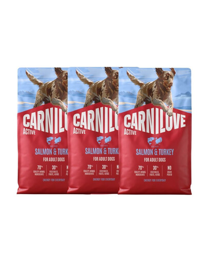 CARNILOVE Active Dog Salmon and Turkey Adult 3x4 kg łosoś i indyk, dla dorosłych psów