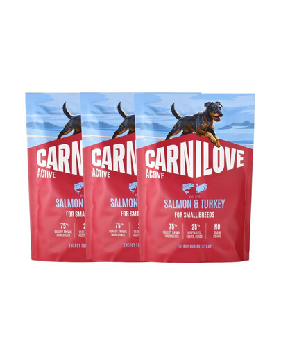 CARNILOVE Active Dog Salmon & Turkey Adult Small Breeds 3x1,5 kg łosoś i indyk, dla dorosłych psów małych ras