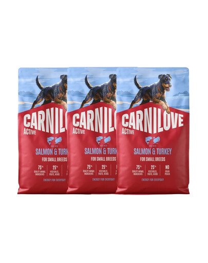 CARNILOVE Active Dog Salmon & Turkey Adult Small Breeds 3x4 kg łosoś i indyk, dla dorosłych psów małych ras