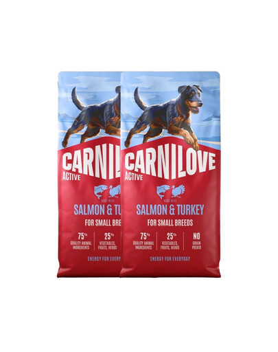 CARNILOVE Active Dog Salmon & Turkey Adult Small Breeds 2x12 kg łosoś i indyk, dla dorosłych psów małych ras