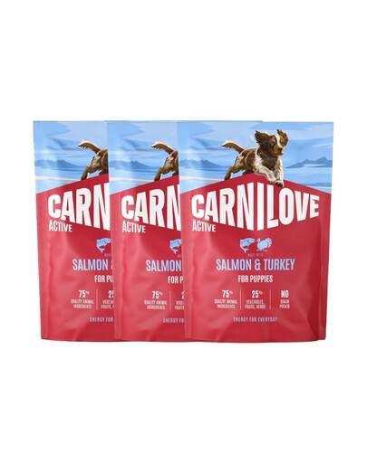 CARNILOVE Active Dog Salmon & Turkey Puppies 1,5 kg łosoś i indyk, dla dorastających szczeniąt