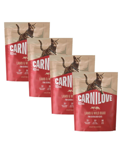 CARNILOVE Active Cat Lamb and Wild Boar Sterilised 4x400 g jagnięcina i dzik, dla kotów sterylizowanych