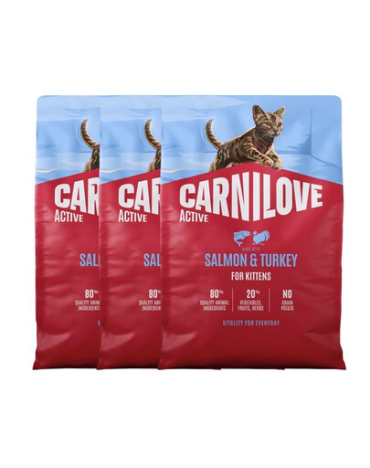 CARNILOVE Active Cat Salmon and Turkey for Kittens 3x2 kg łosoś i indyk, dla kociąt wszystkich ras