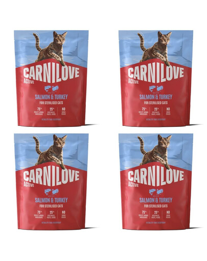 CARNILOVE Active Cat Salmon and Turkey Sterilised 4x400 g łosoś i indyk, dla kotów sterylizowanych
