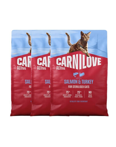 CARNILOVE Active Cat Salmon and Turkey Sterilised 3x2 kg łosoś i indyk, dla kotów sterylizowanych