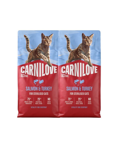 CARNILOVE Active Cat Salmon and Turkey Sterilised 2x6 kg łosoś i indyk, dla kotów sterylizowanych