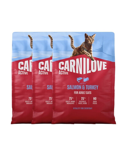 CARNILOVE Active Cat Salmon and Turkey Adult 3x2 kg łosoś i indyk, dla wszystkich kotów dorosłych